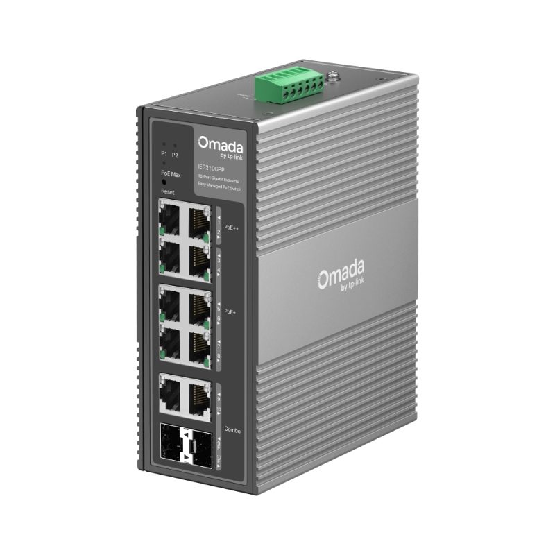 Omada By TP-Link  IES208G │10-Port Gigabit  Industrial Easy Managed Switch With 6-Port PoE+ and 2-Port PoE++